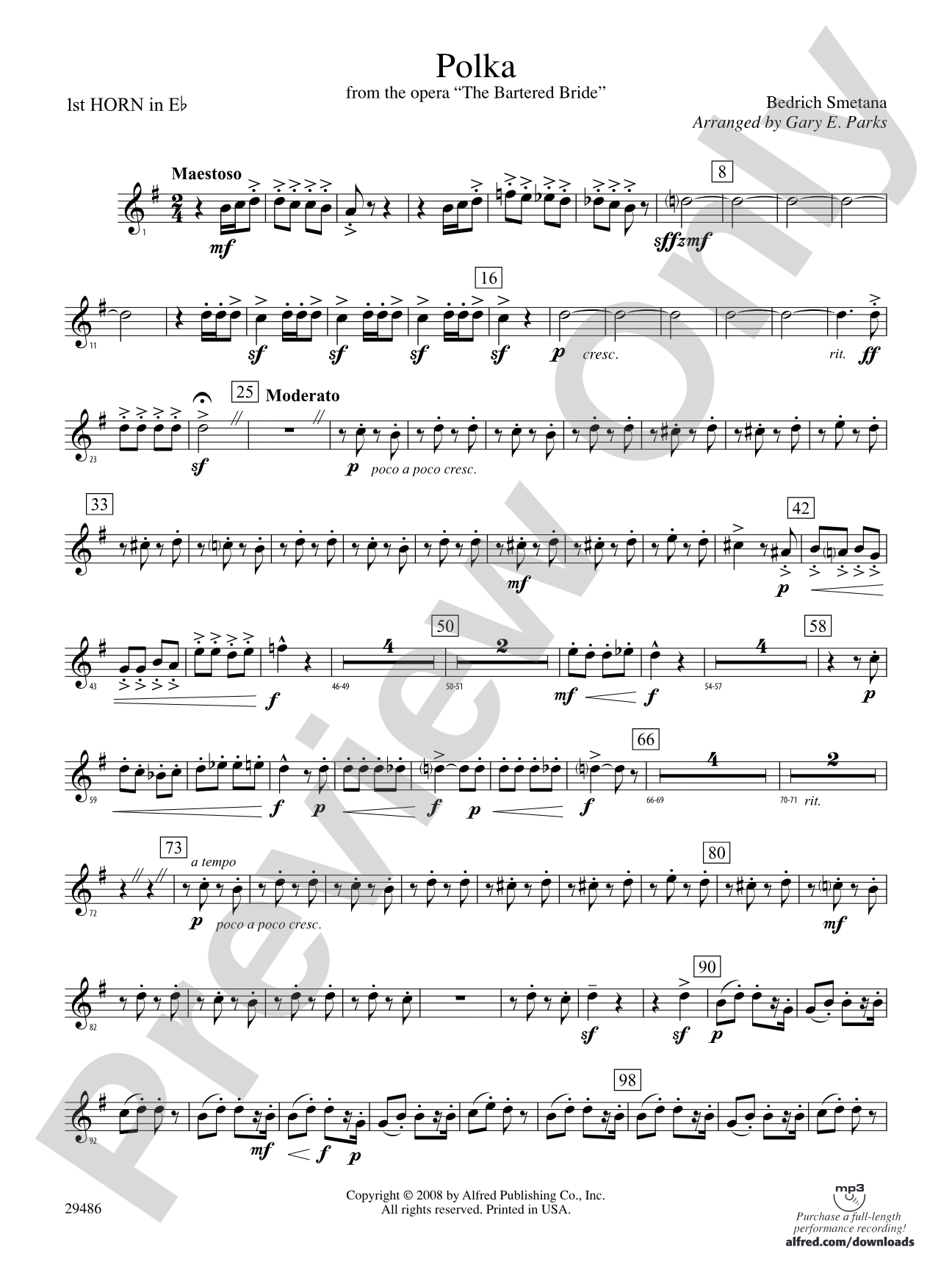 Polka from The Bartered Bride: (wp) 1st Horn in E-flat