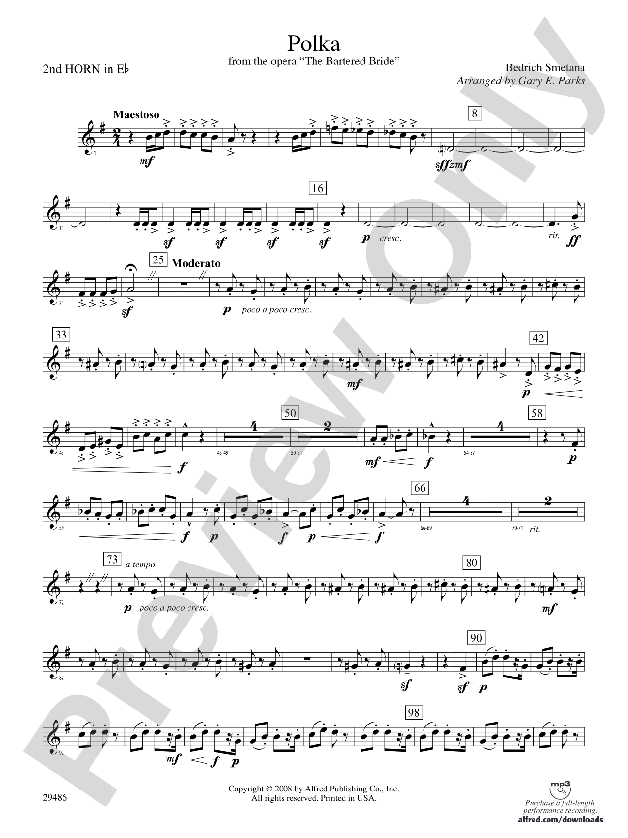 Polka from The Bartered Bride: (wp) 2nd Horn in E-flat