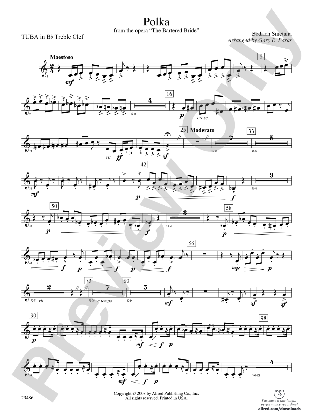 Polka from The Bartered Bride: (wp) B-flat Tuba T.C.