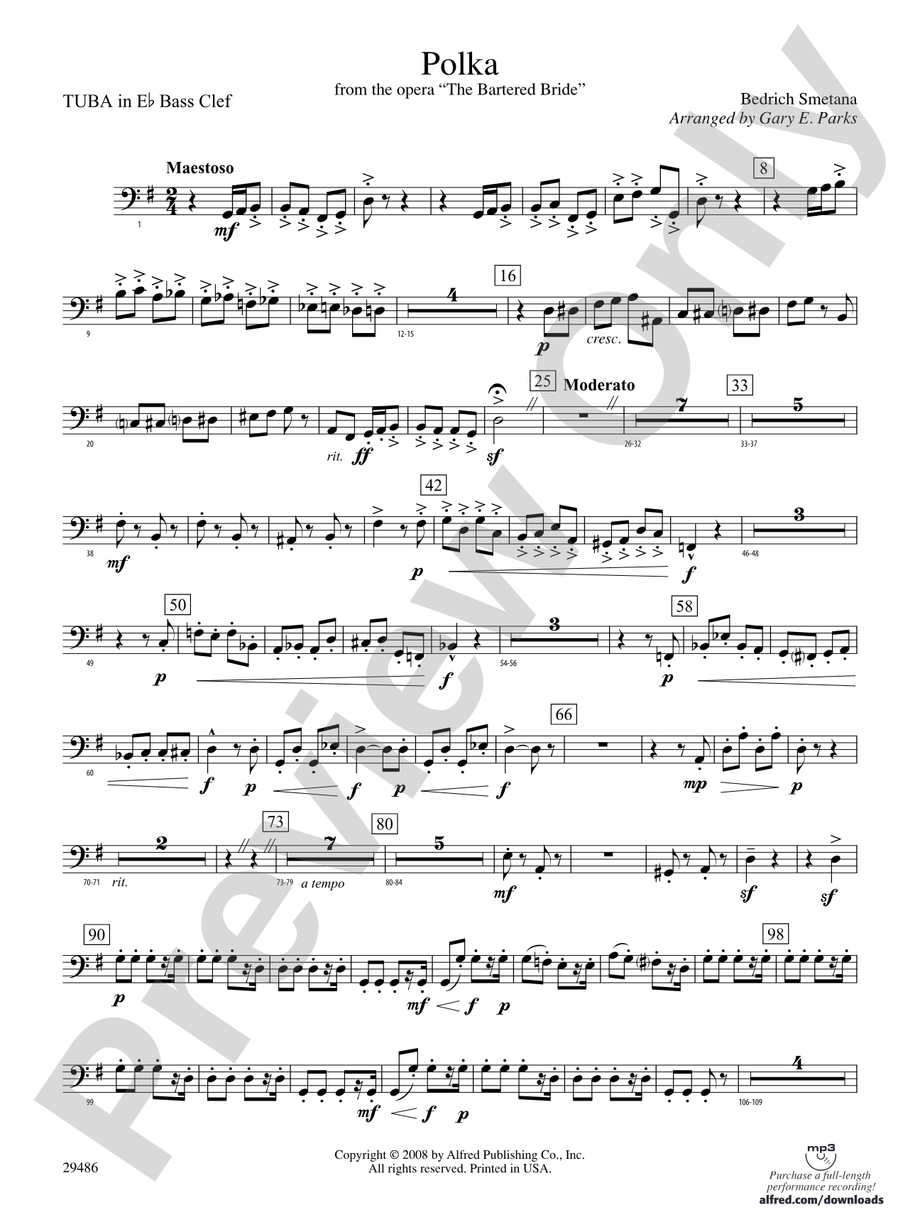 Polka from The Bartered Bride: (wp) E-flat Tuba B.C.