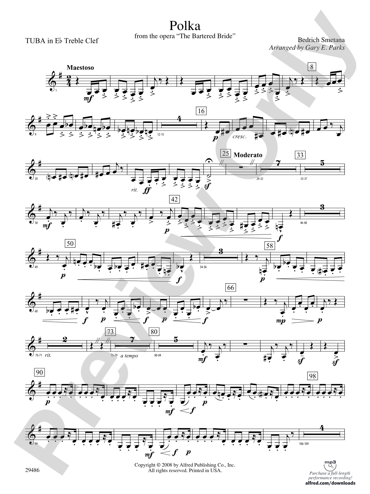 Polka from The Bartered Bride: (wp) E-flat Tuba T.C.
