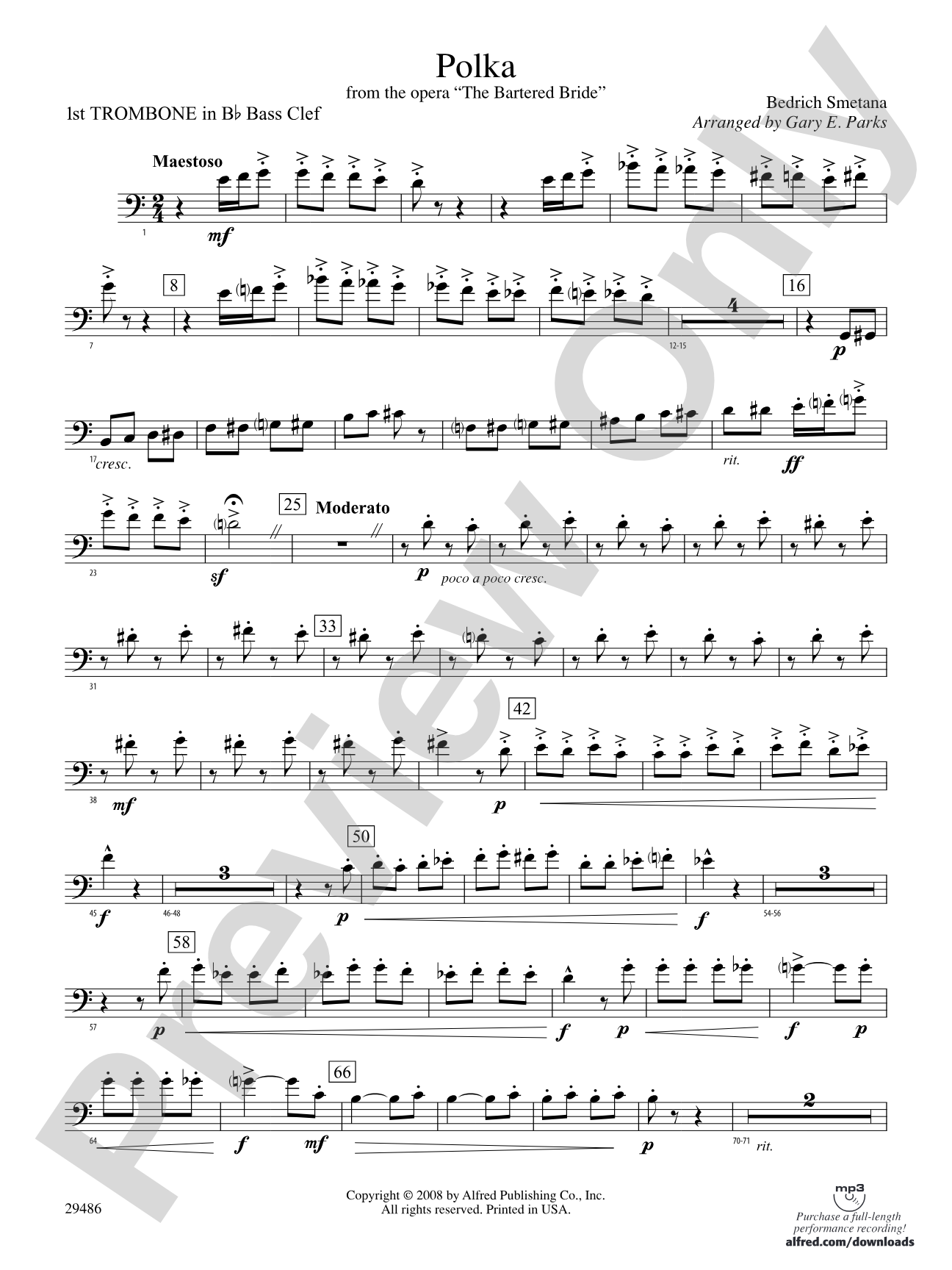 Polka from The Bartered Bride: (wp) 1st B-flat Trombone B.C.