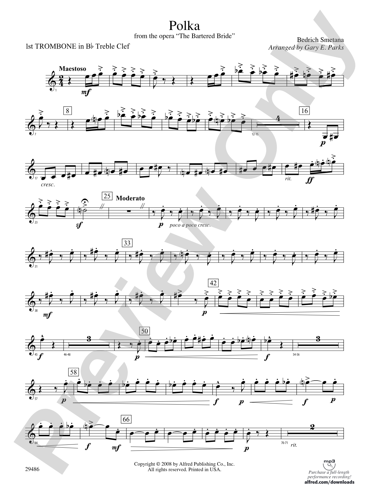 Polka from The Bartered Bride: (wp) 1st B-flat Trombone T.C.
