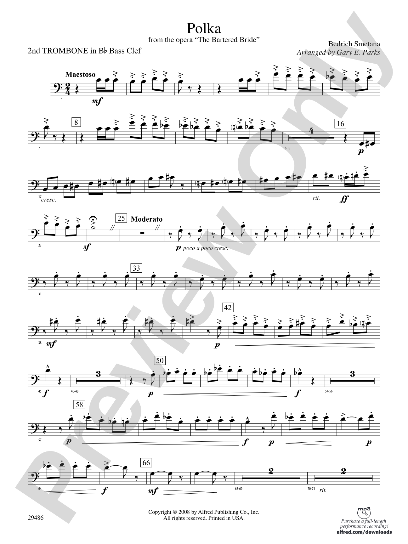 Polka from The Bartered Bride: (wp) 2nd B-flat Trombone B.C.