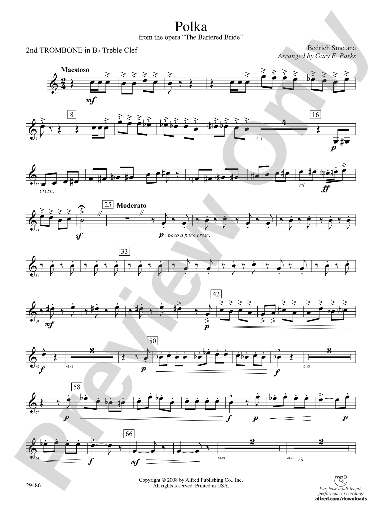 Polka from The Bartered Bride: (wp) 2nd B-flat Trombone T.C.