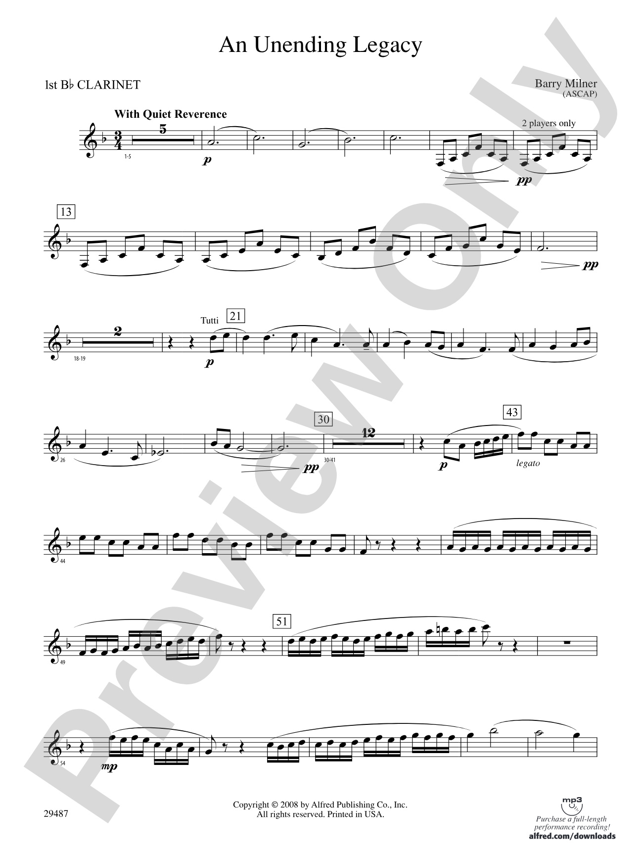 An Unending Legacy: 1st B-flat Clarinet