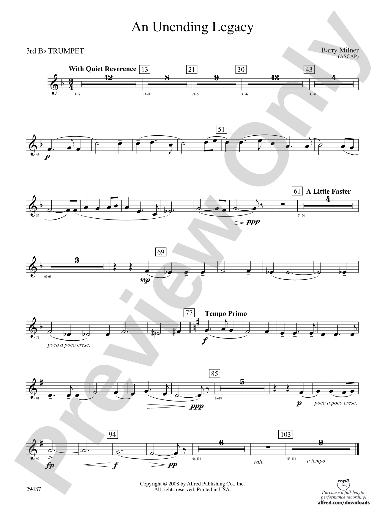 An Unending Legacy: 3rd B-flat Trumpet