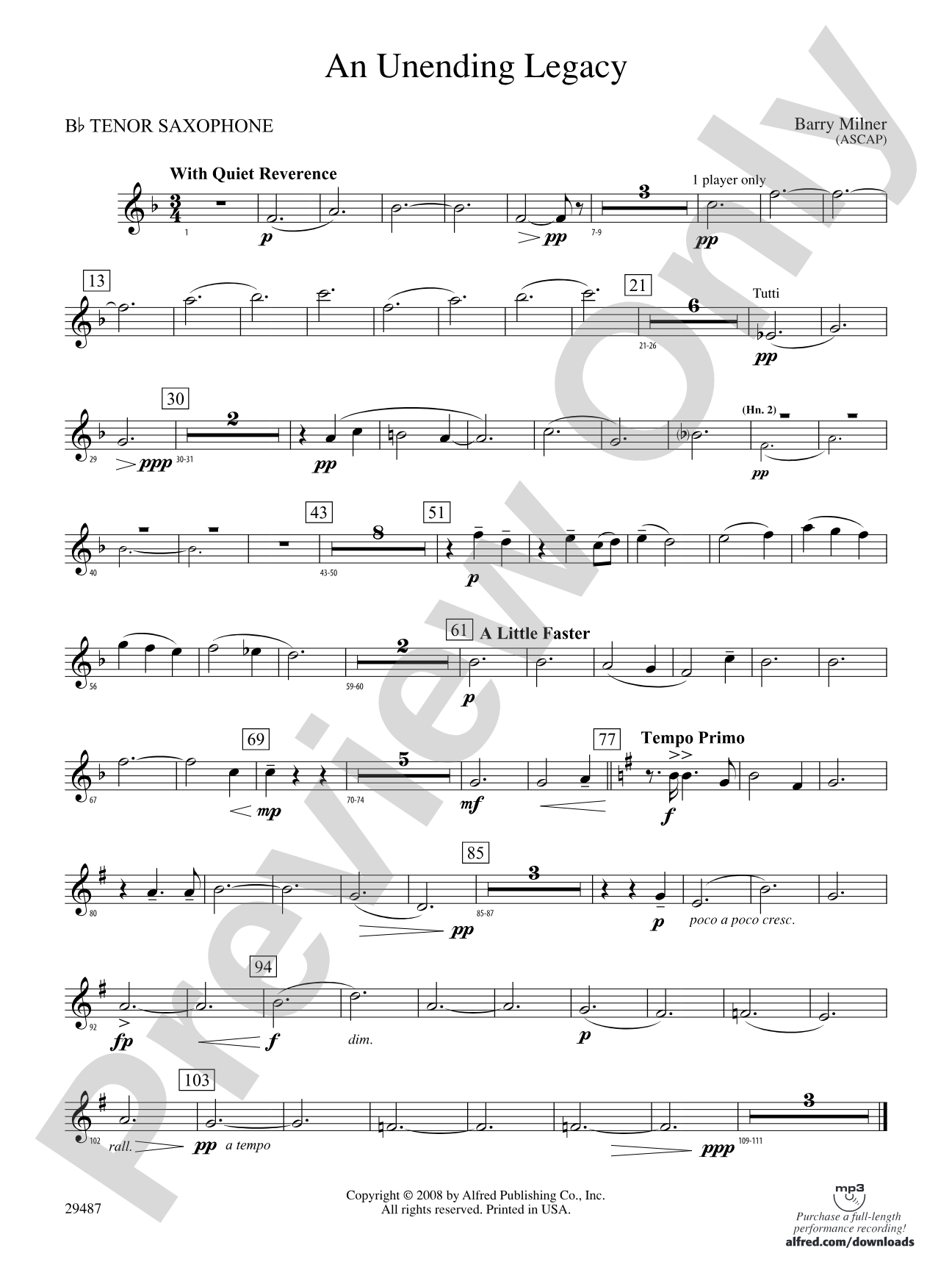 An Unending Legacy: B-flat Tenor Saxophone