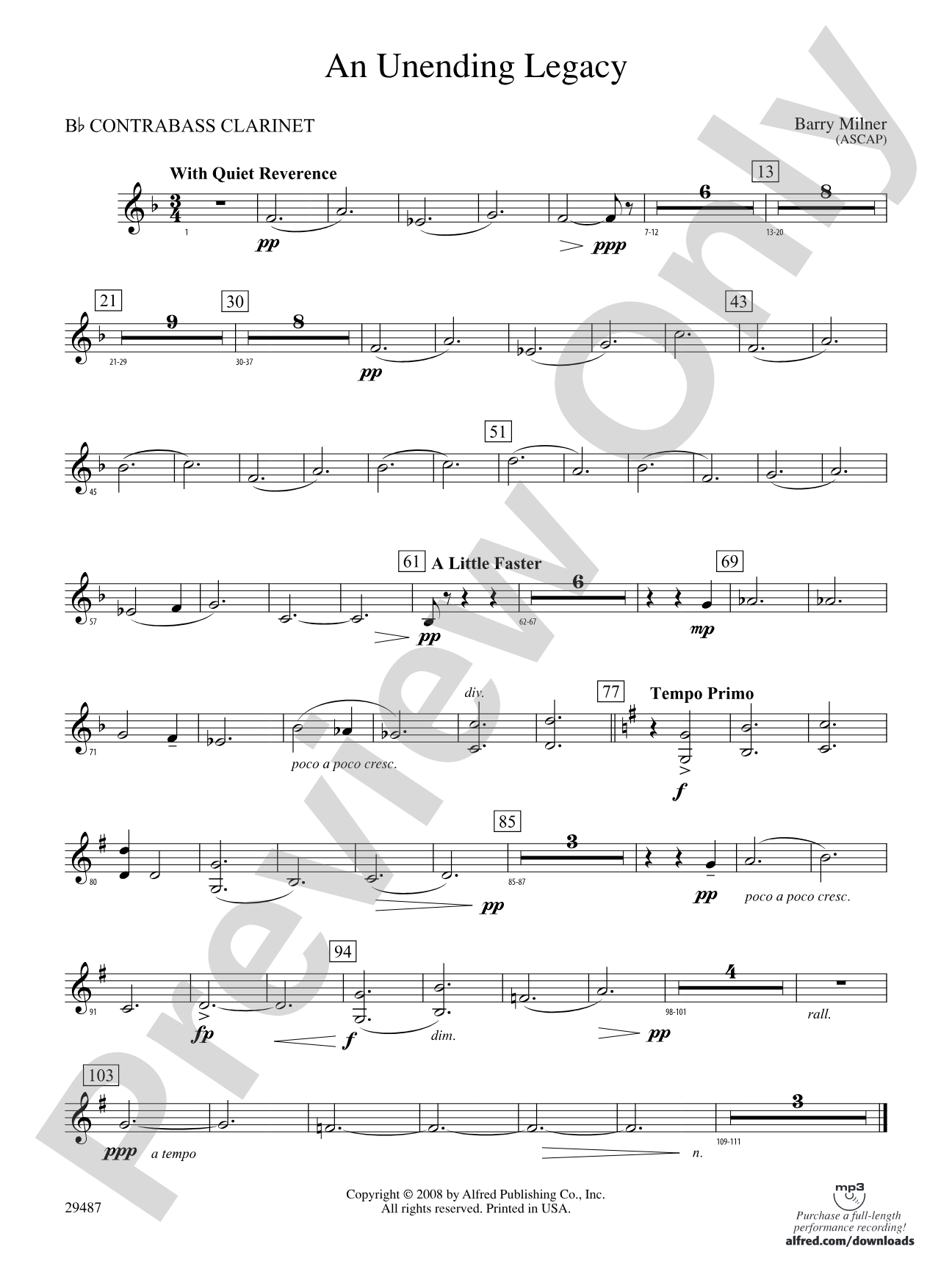 An Unending Legacy: (wp) B-flat Contrabass Clarinet