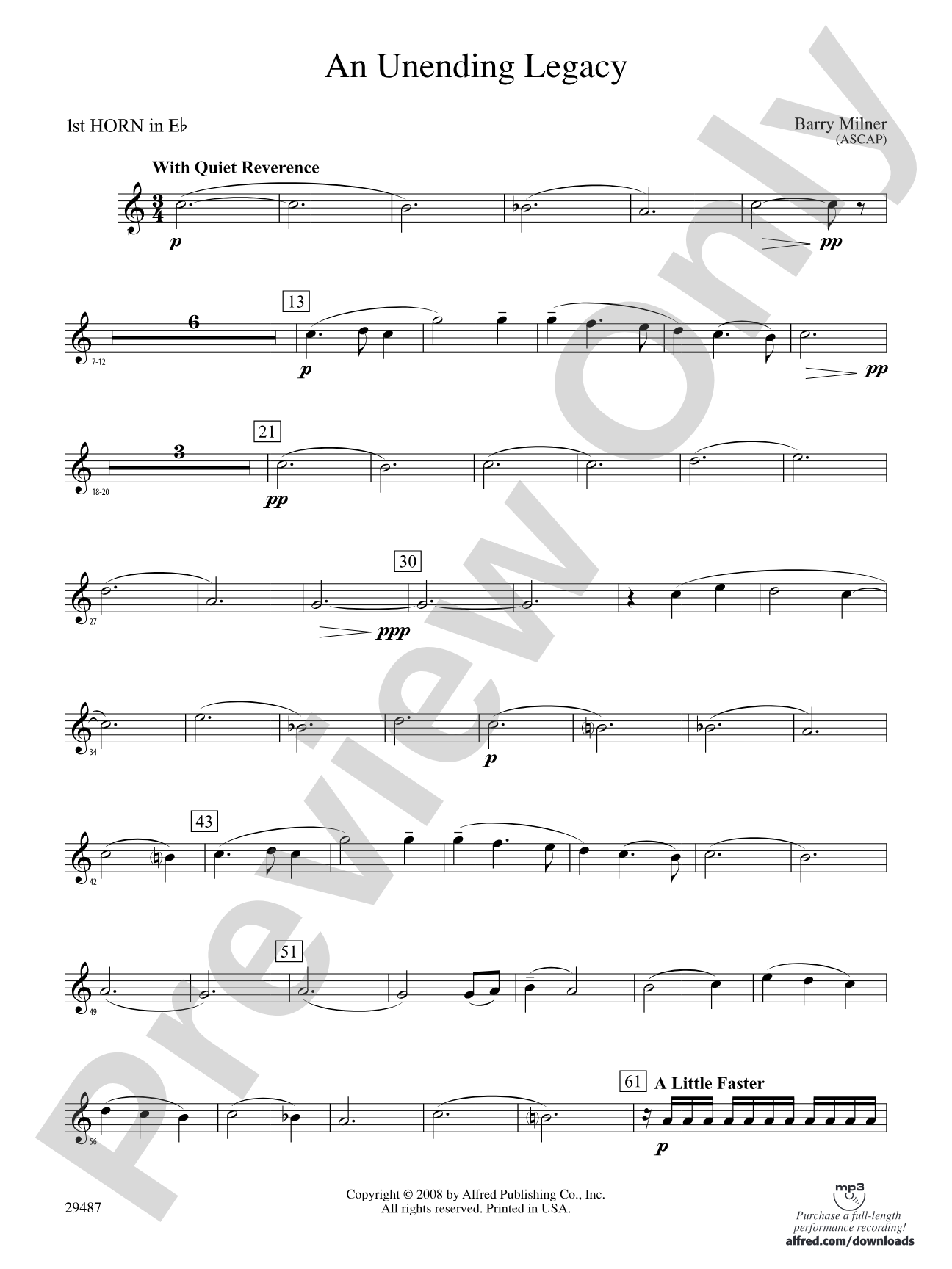 An Unending Legacy: (wp) 1st Horn in E-flat