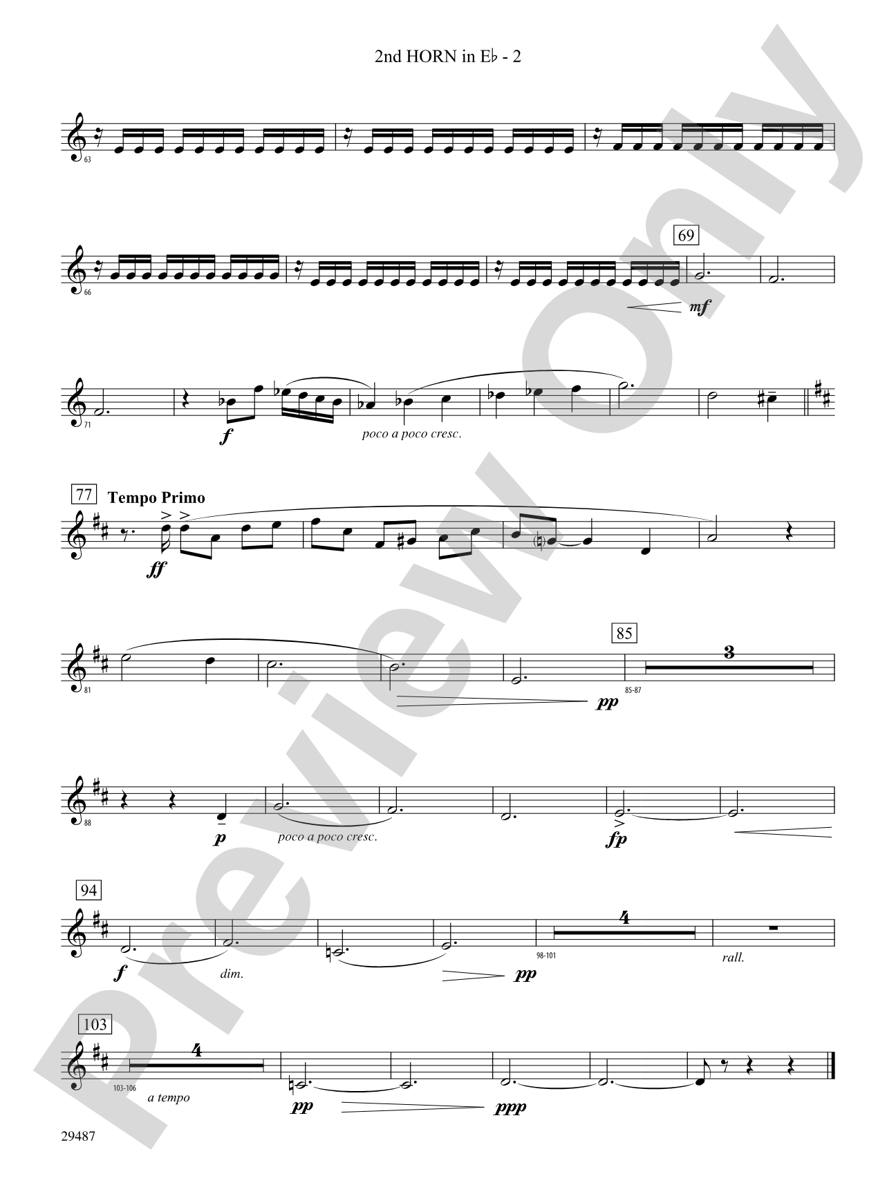 An Unending Legacy: (wp) 2nd Horn in E-flat