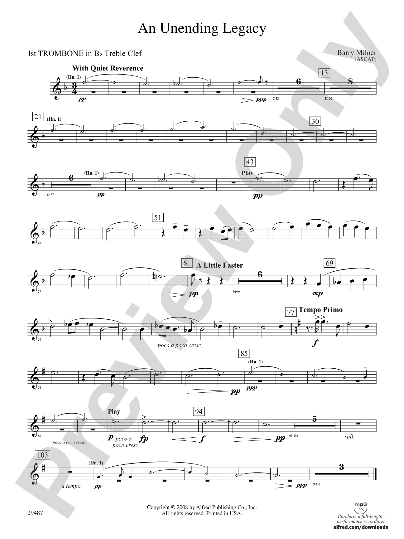 An Unending Legacy: (wp) 1st B-flat Trombone T.C.