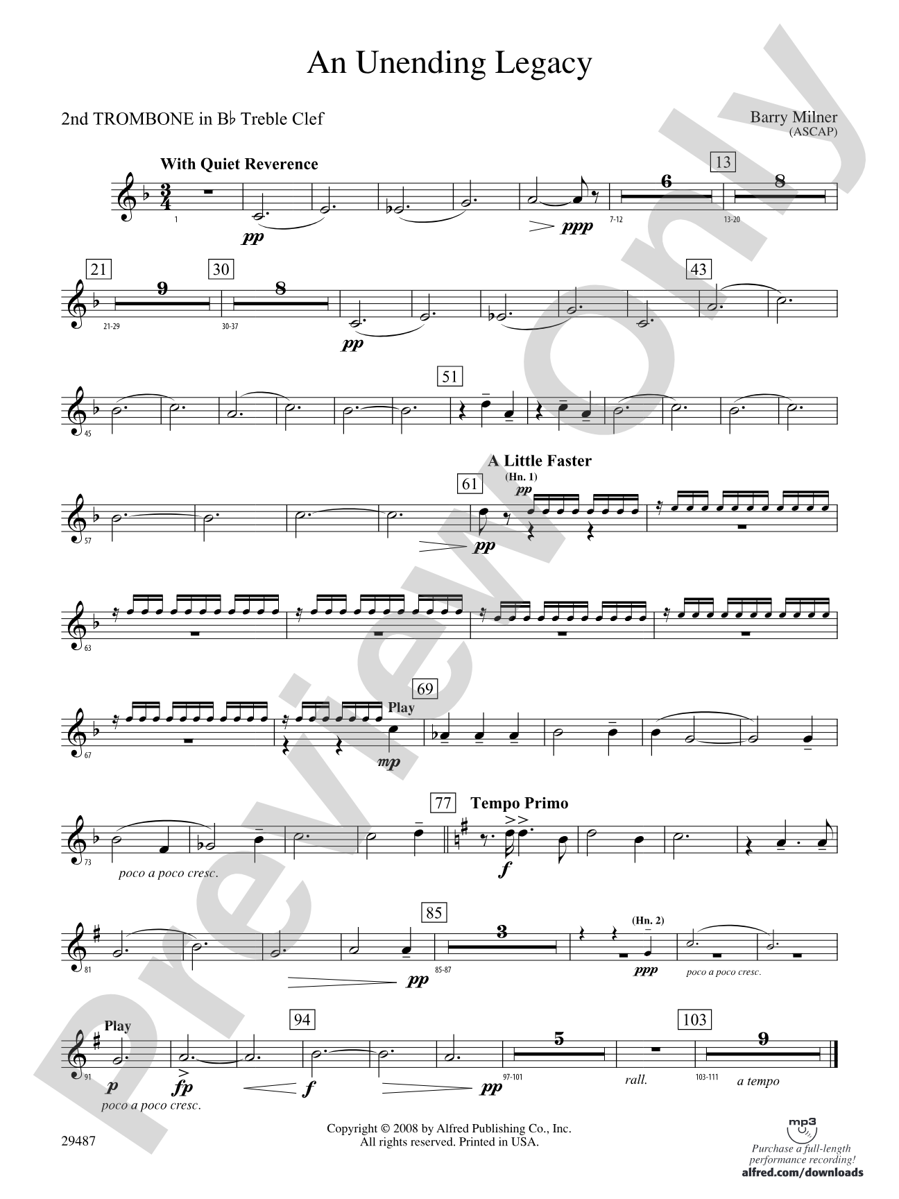 An Unending Legacy: (wp) 2nd B-flat Trombone T.C.