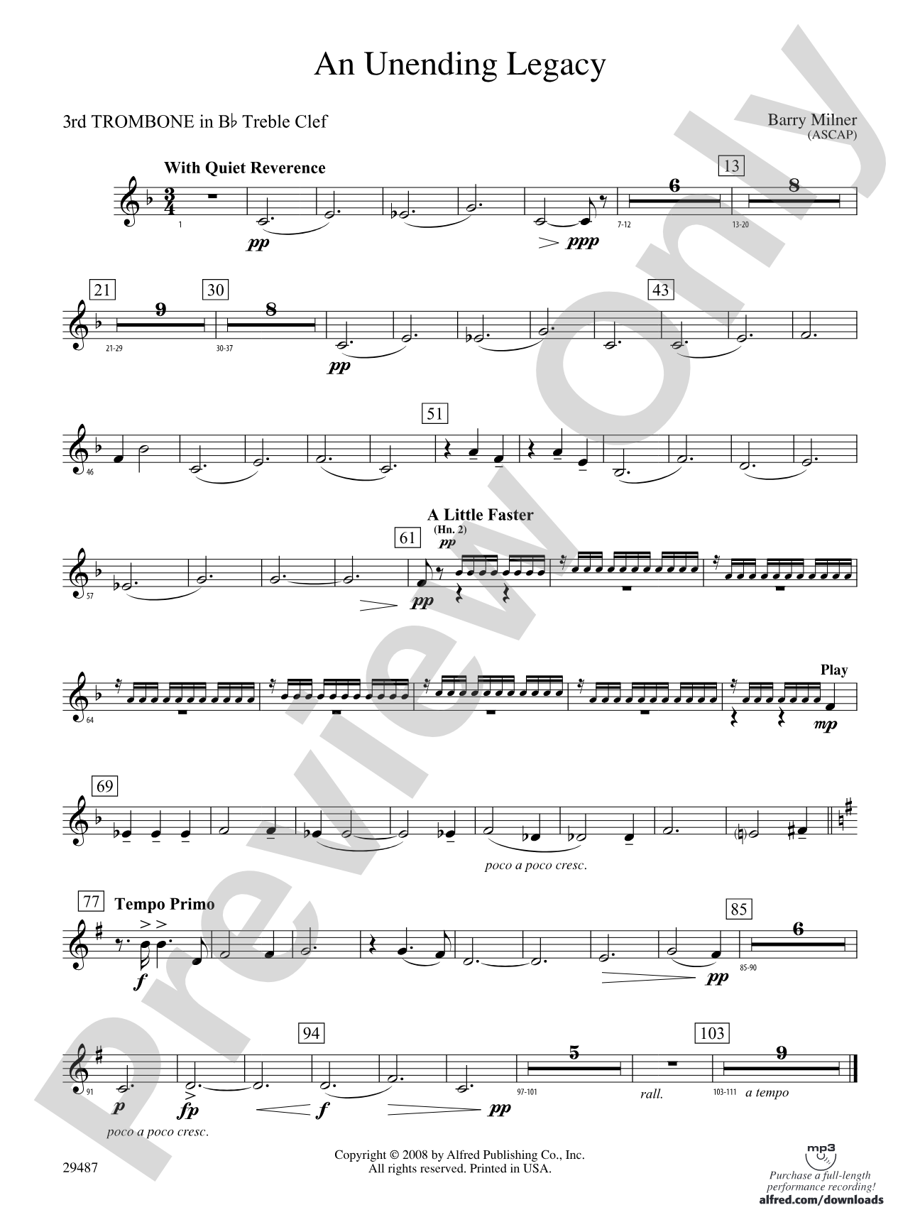 An Unending Legacy: (wp) 3rd B-flat Trombone T.C.
