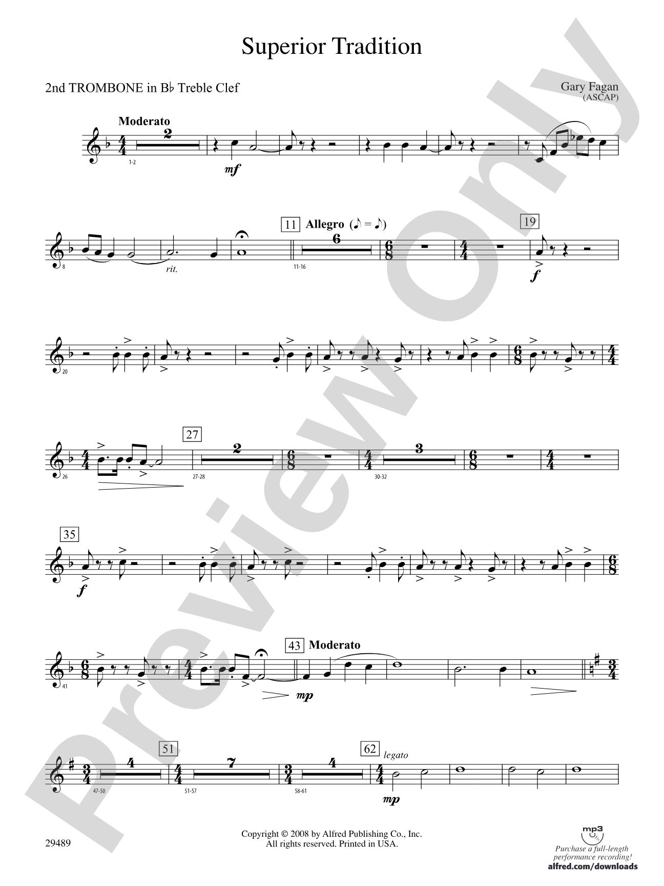 Superior Tradition: (wp) 2nd B-flat Trombone T.C.