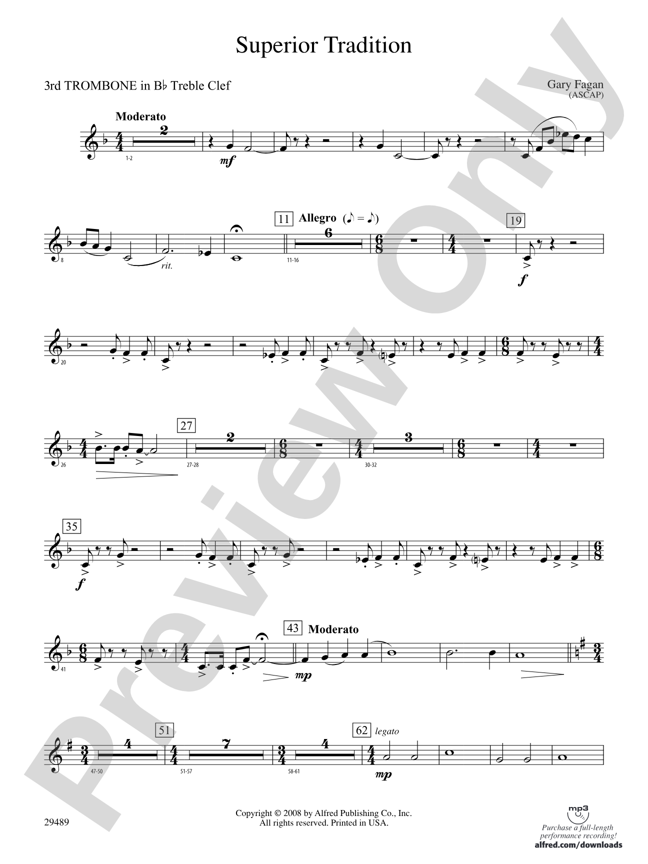 Superior Tradition: (wp) 3rd B-flat Trombone T.C.