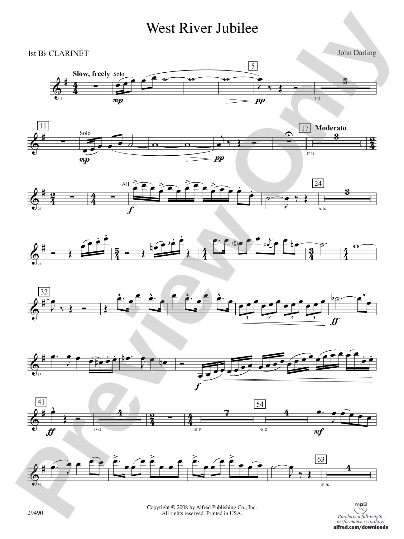 West River Jubilee: 1st B-flat Clarinet