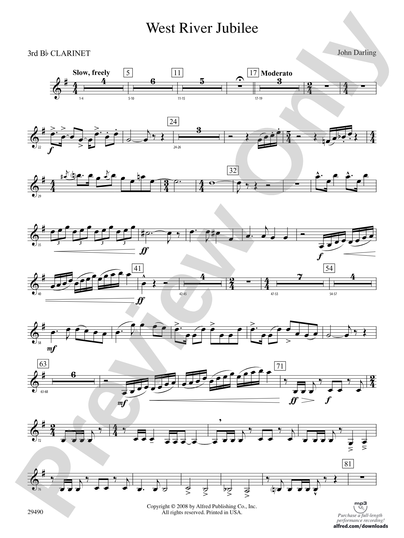 West River Jubilee: 3rd B-flat Clarinet