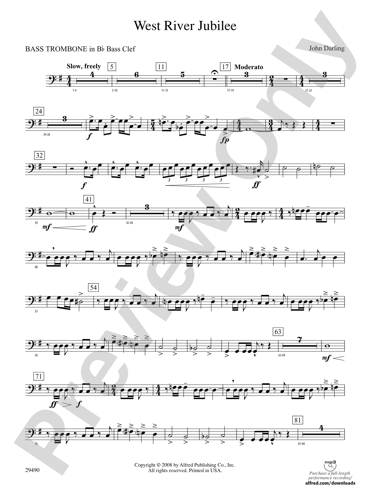 West River Jubilee: (wp) 3rd B-flat Trombone B.C.