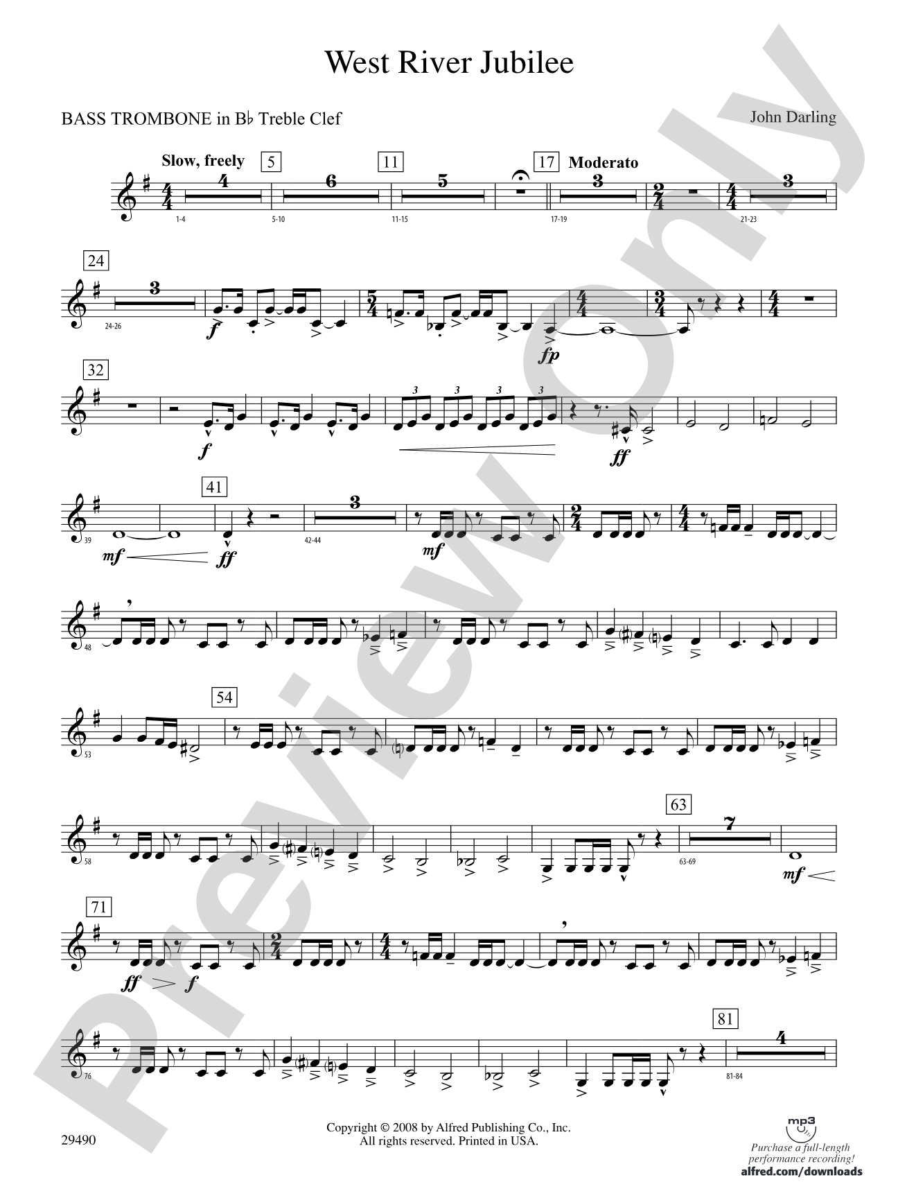 West River Jubilee: (wp) 3rd B-flat Trombone T.C.