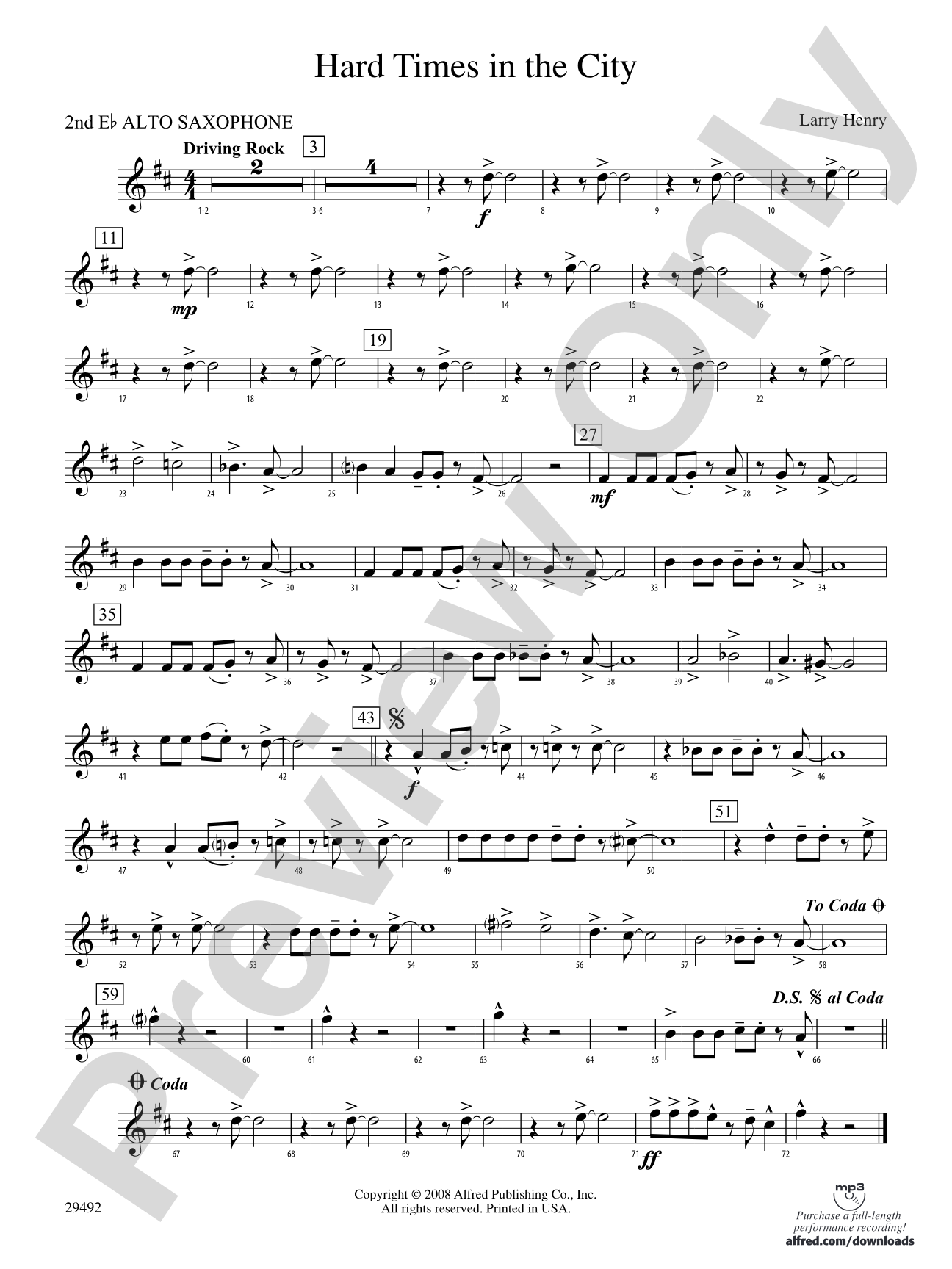 Hard Times in the City: 2nd E-flat Alto Saxophone