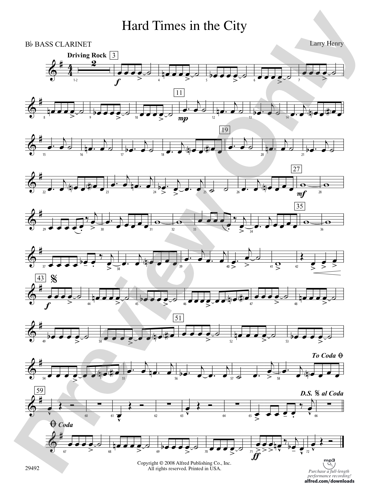 Hard Times in the City: B-flat Bass Clarinet