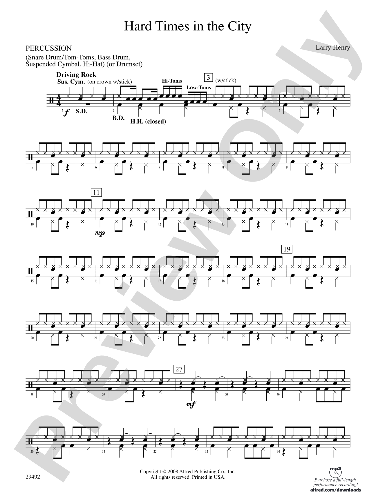 Hard Times in the City: 1st Percussion