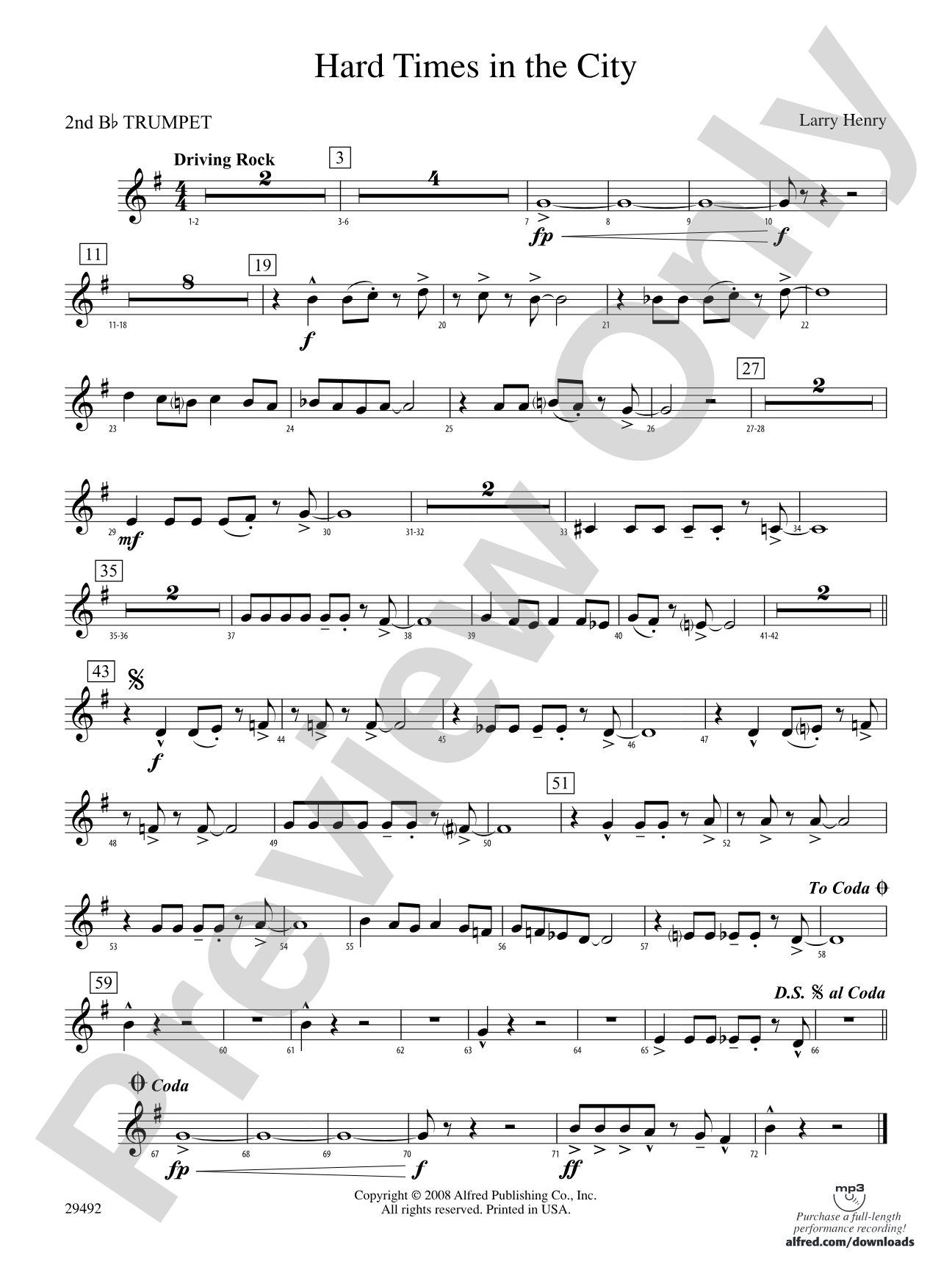 Hard Times in the City: 2nd B-flat Trumpet