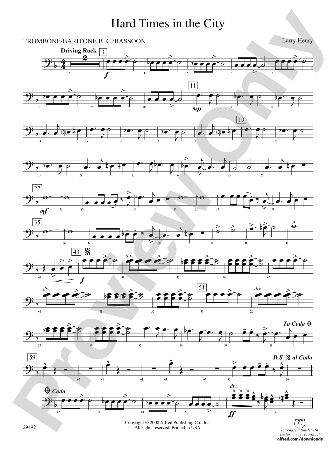 Hard Times in the City: 1st Trombone