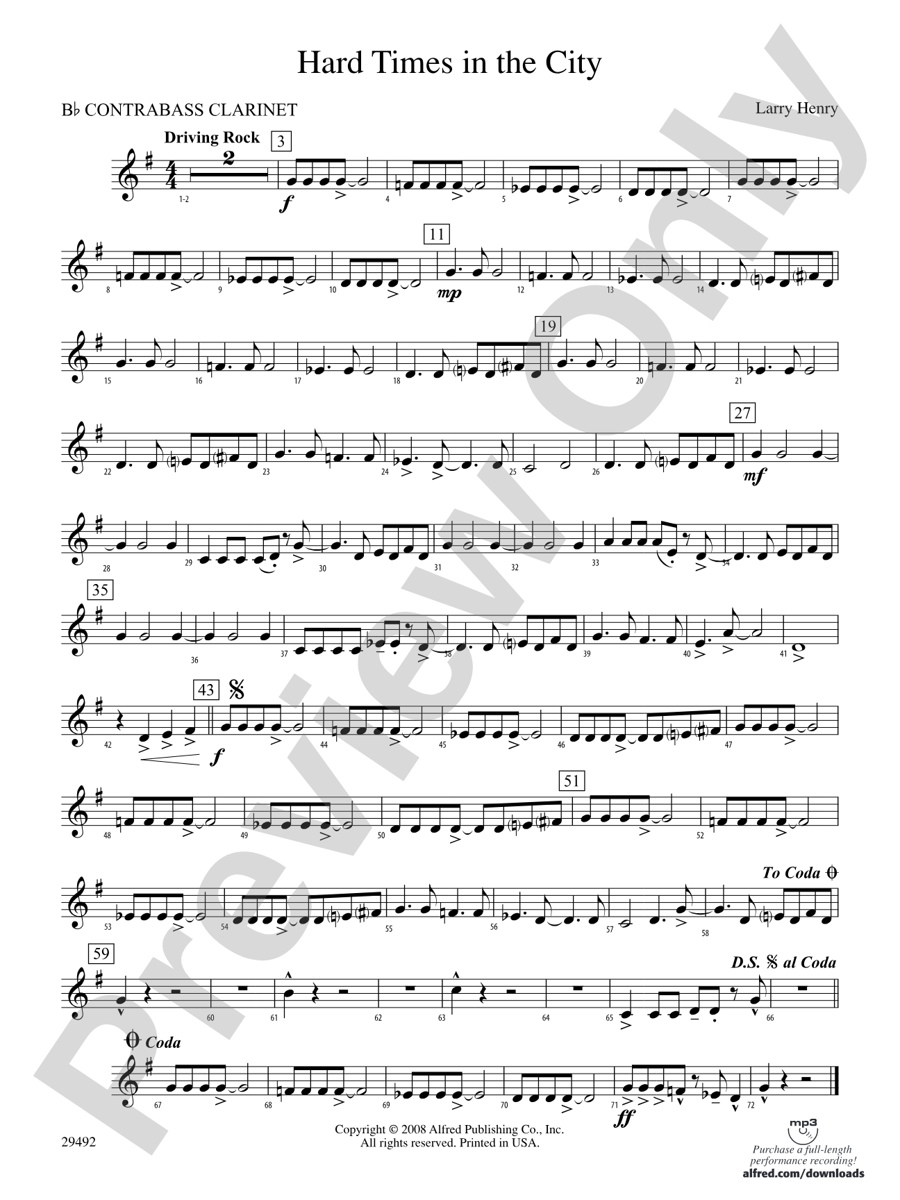 Hard Times in the City: (wp) B-flat Contrabass Clarinet
