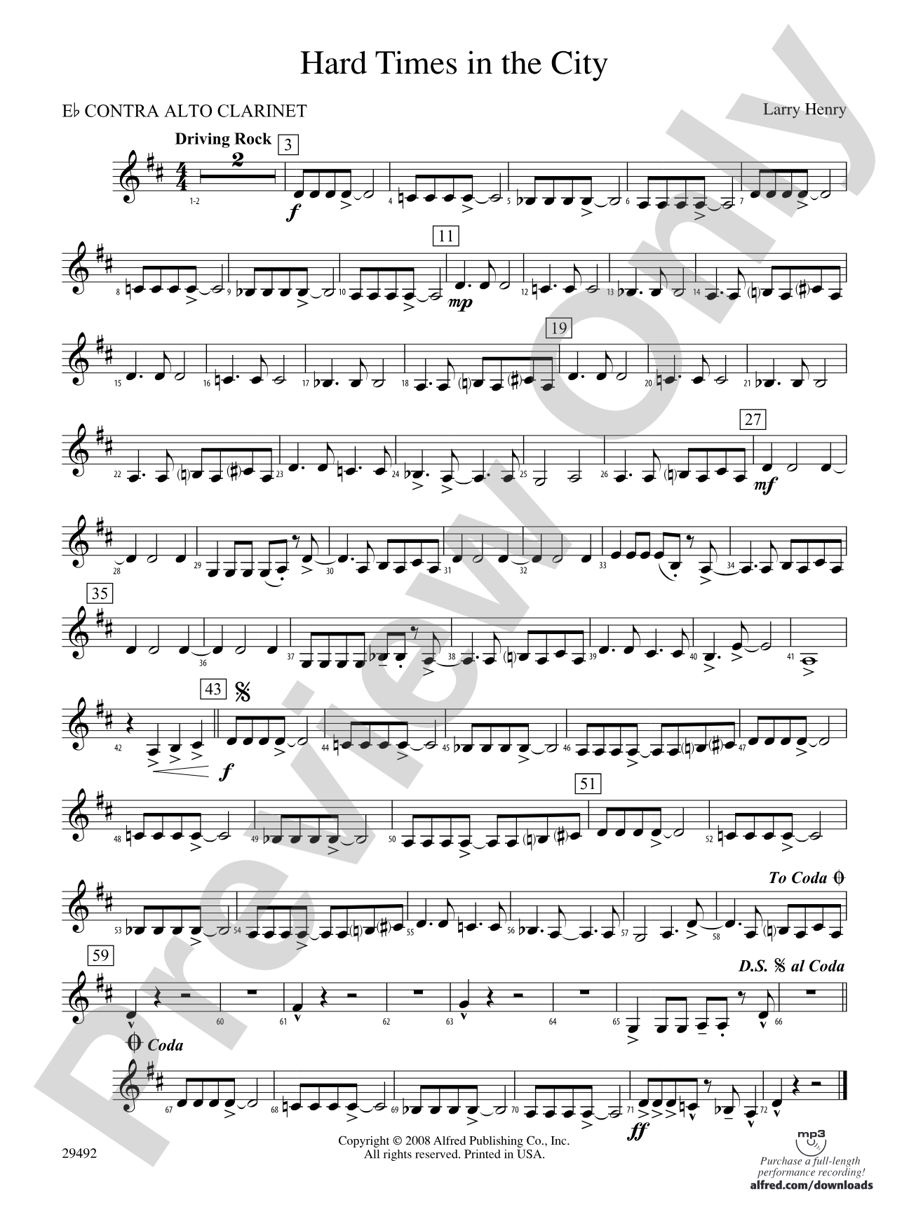 Hard Times in the City: (wp) E-flat Contrabass Clarinet