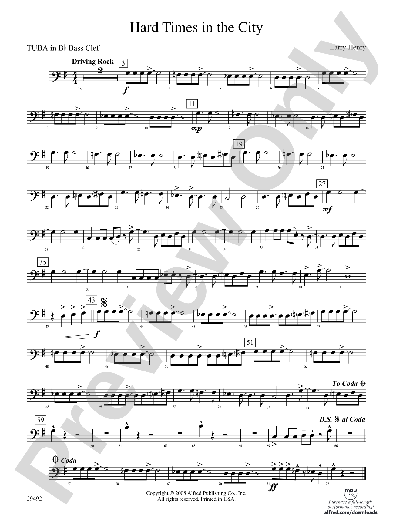 Hard Times in the City: (wp) B-flat Tuba B.C.