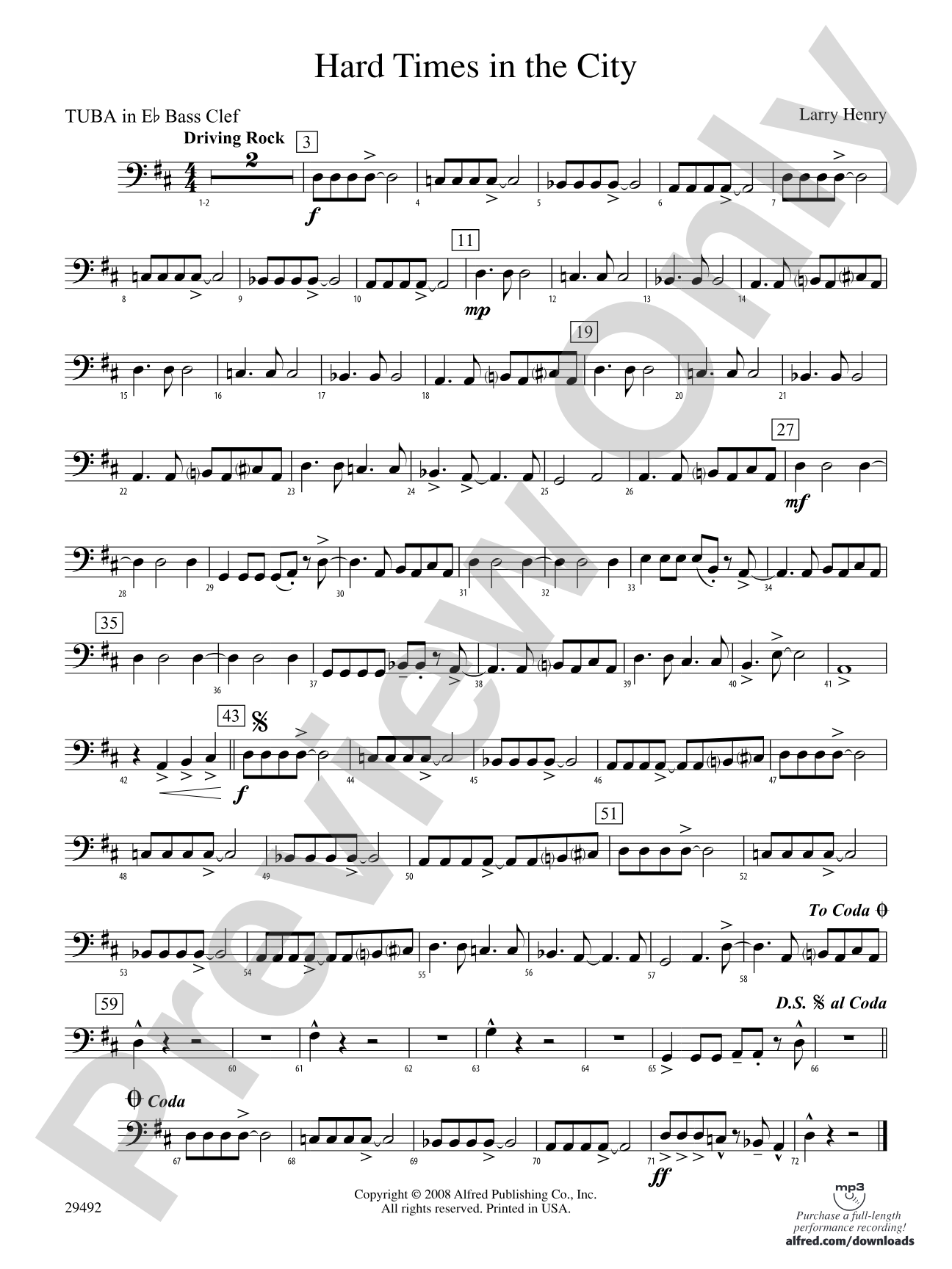 Hard Times in the City: (wp) E-flat Tuba B.C.