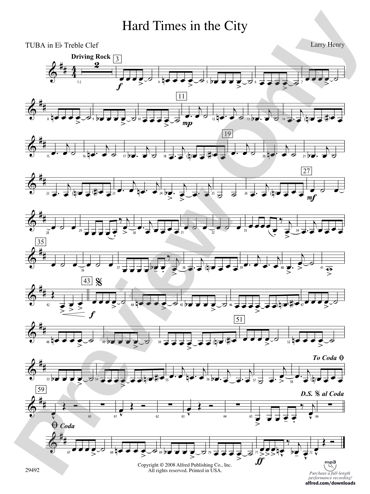 Hard Times in the City: (wp) E-flat Tuba T.C.