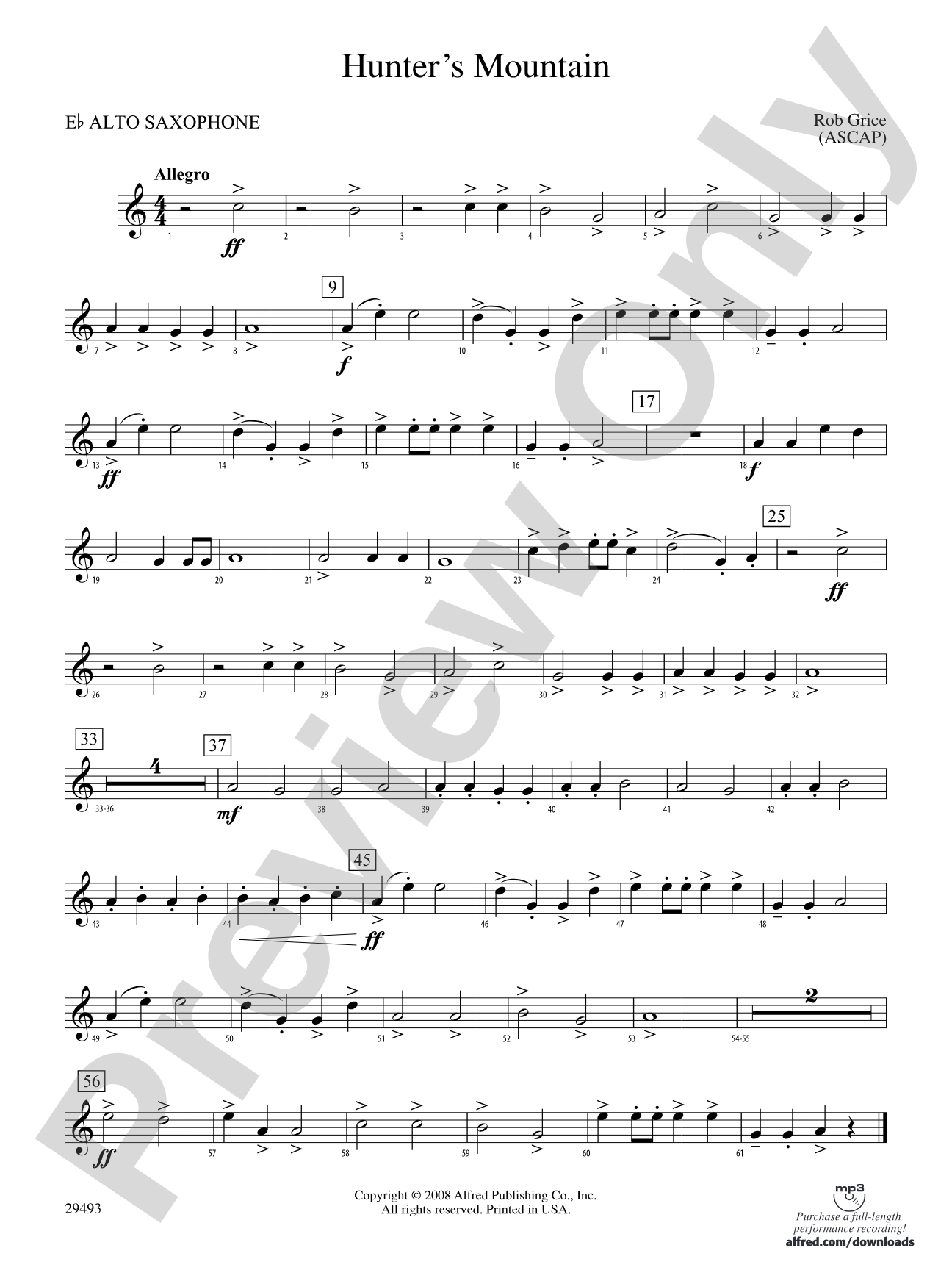 Hunter's Mountain: E-flat Alto Saxophone