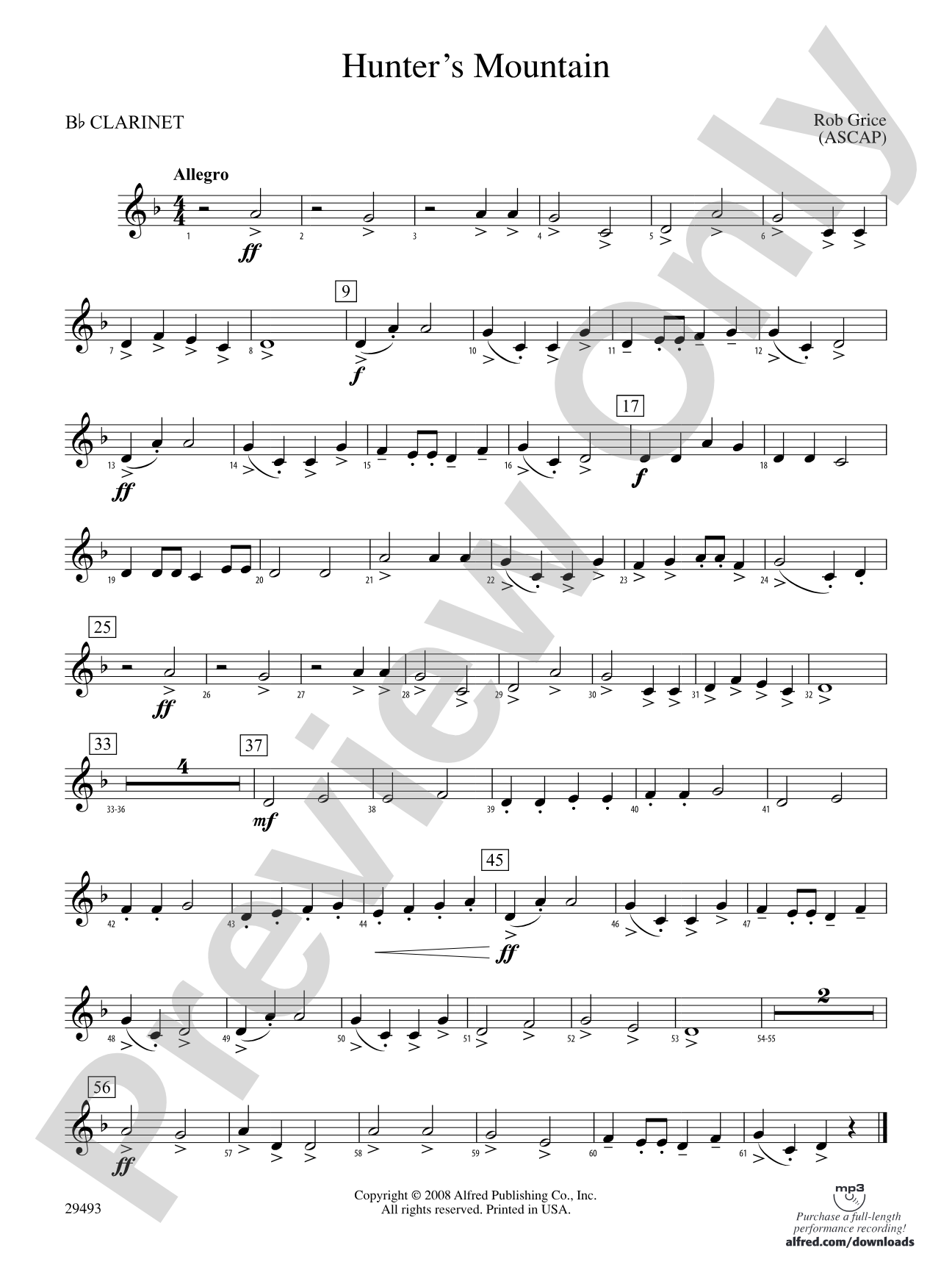 Hunter's Mountain: 1st B-flat Clarinet
