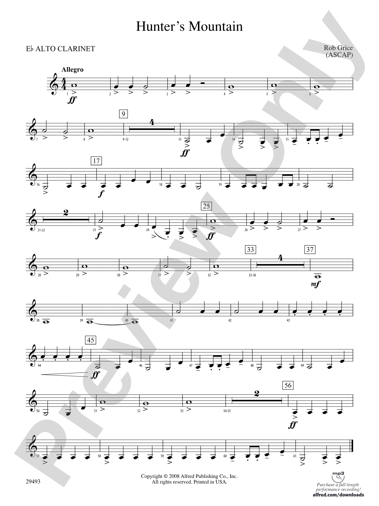 Hunter's Mountain: (wp) E-flat Alto Clarinet