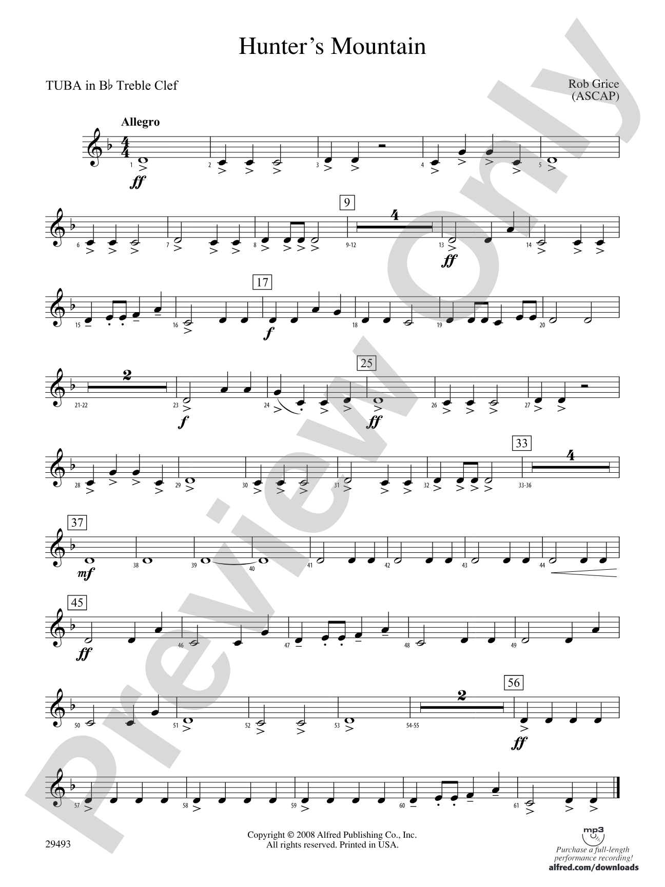 Hunter's Mountain: (wp) B-flat Tuba T.C.