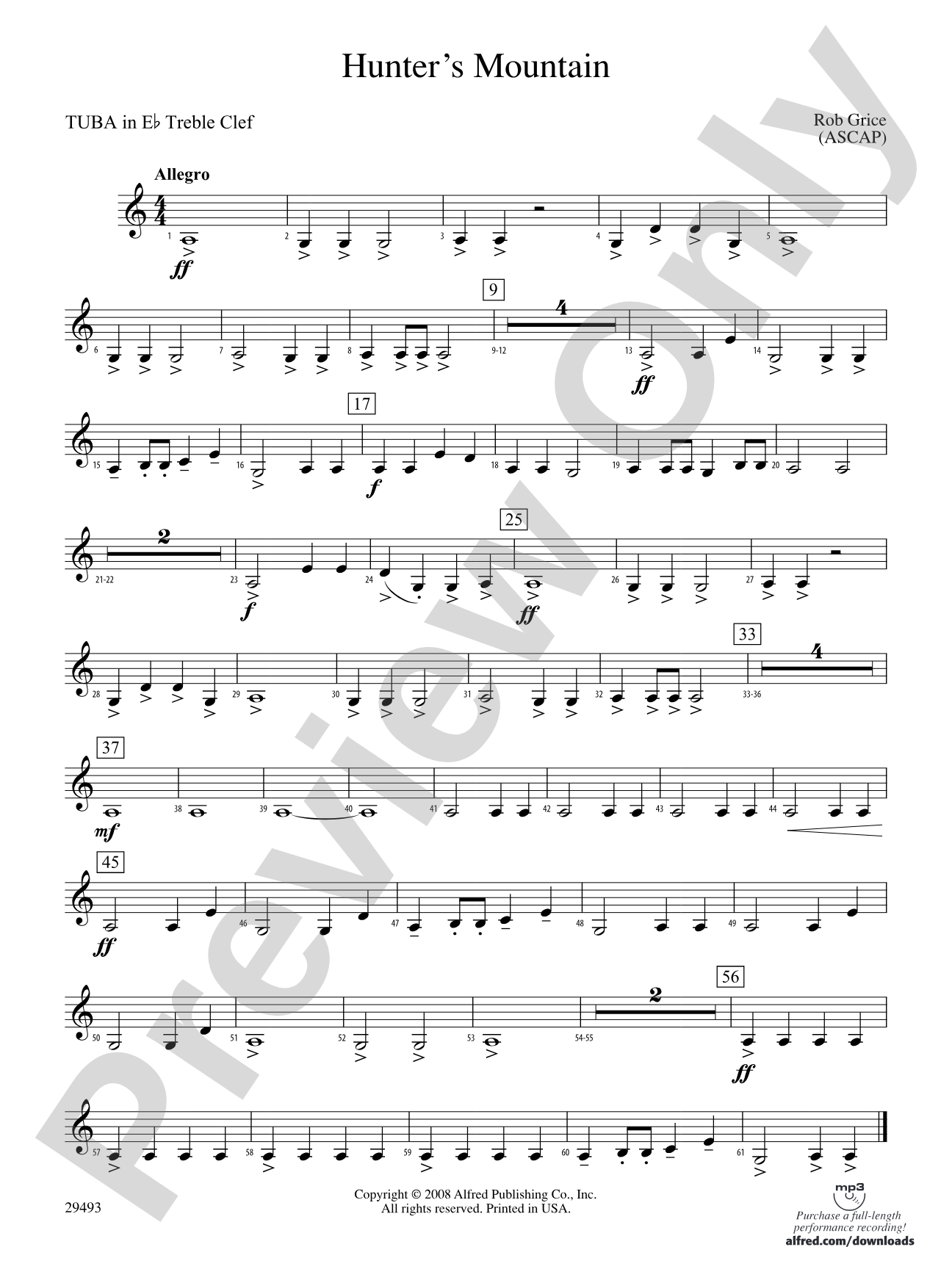 Hunter's Mountain: (wp) E-flat Tuba T.C.
