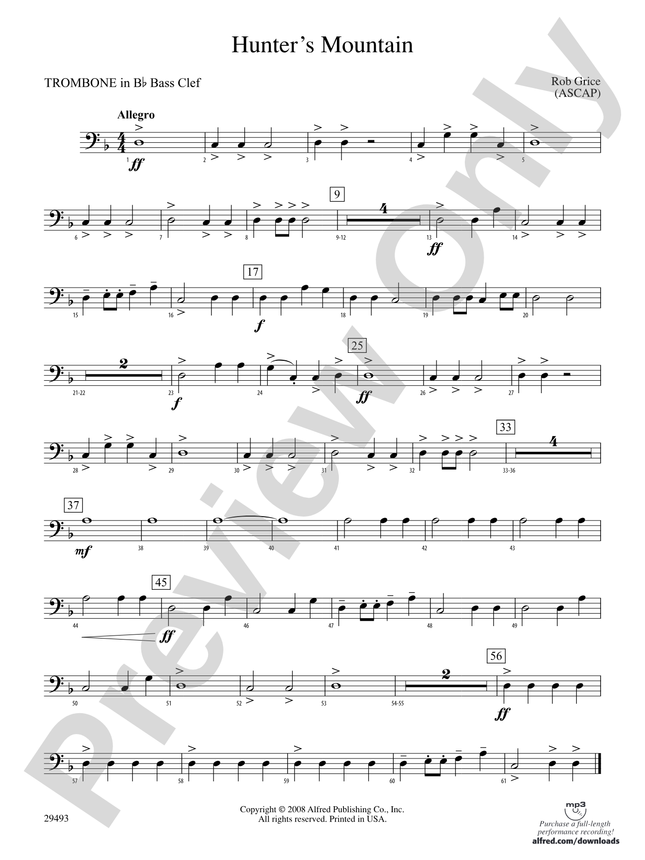 Hunter's Mountain: (wp) 1st B-flat Trombone B.C.