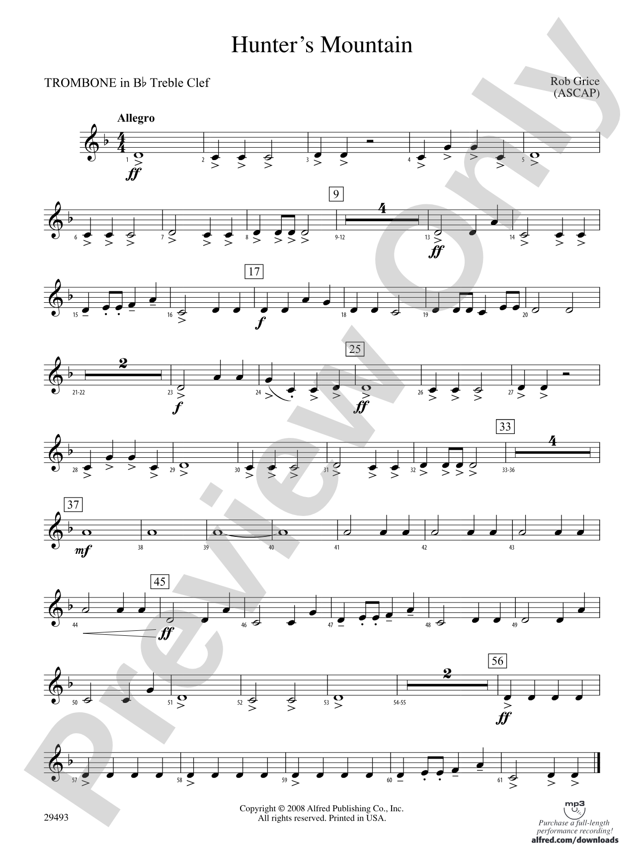 Hunter's Mountain: (wp) 1st B-flat Trombone T.C.