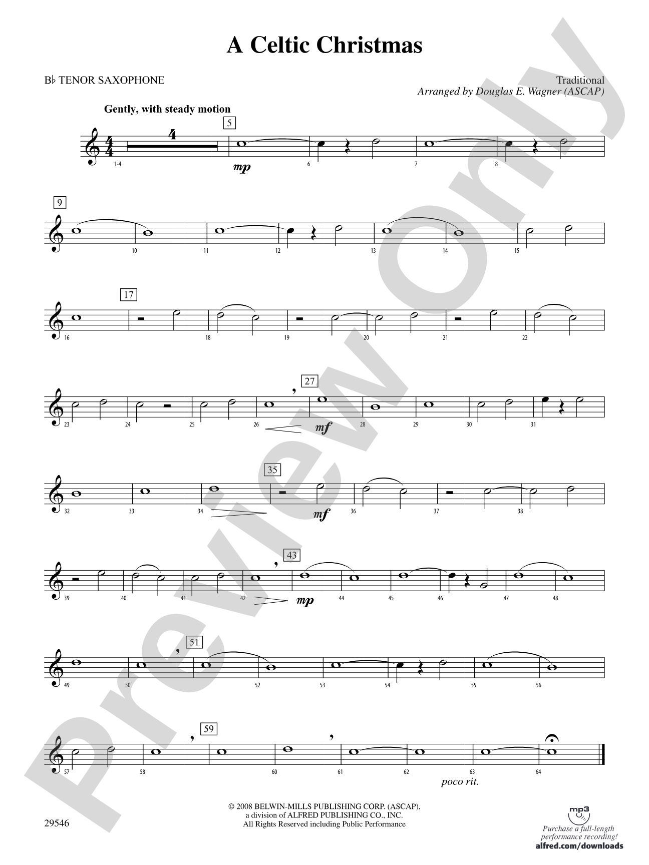 A Celtic Christmas: B-flat Tenor Saxophone