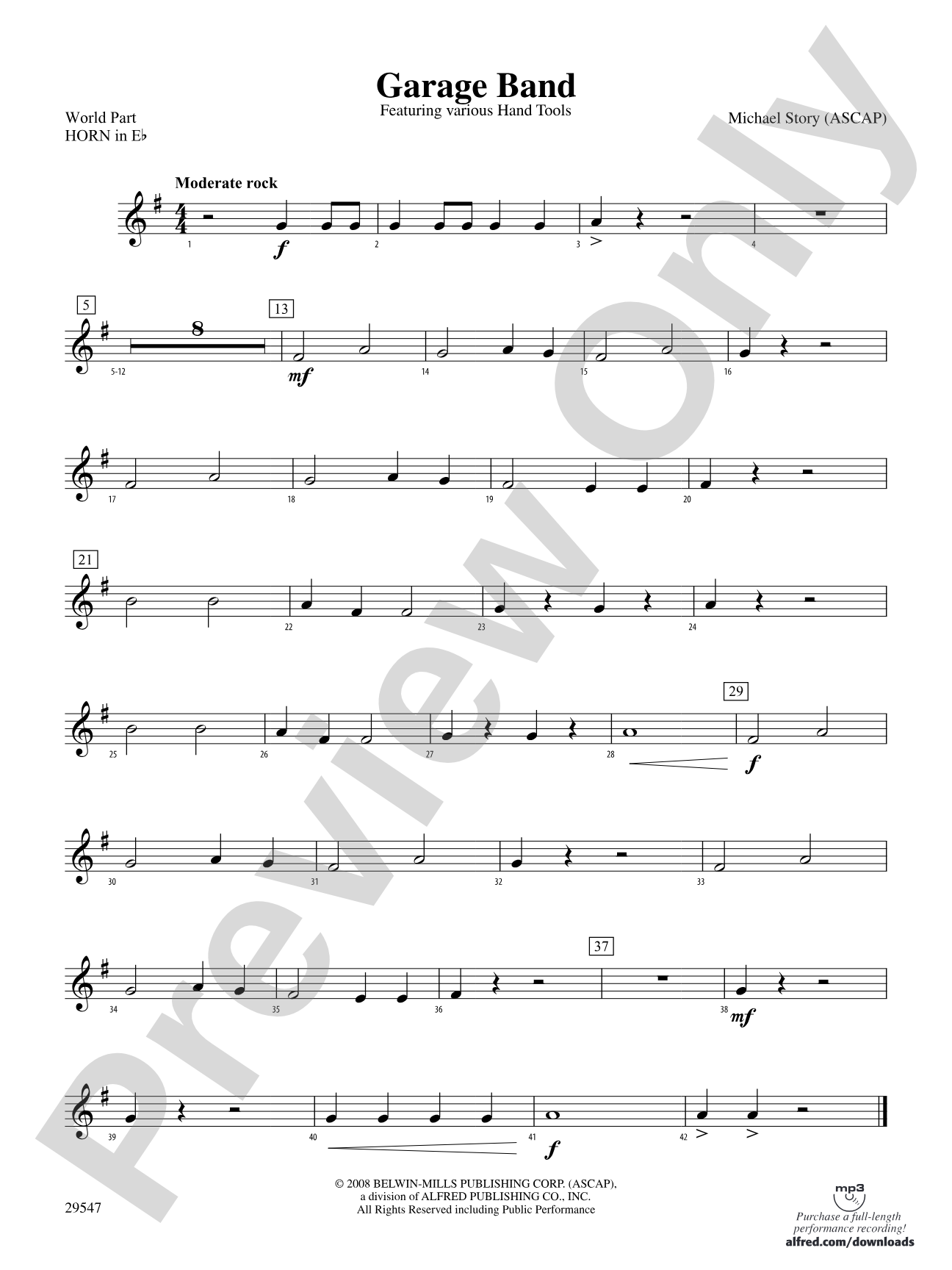 Garage Band: (wp) 1st Horn in E-flat