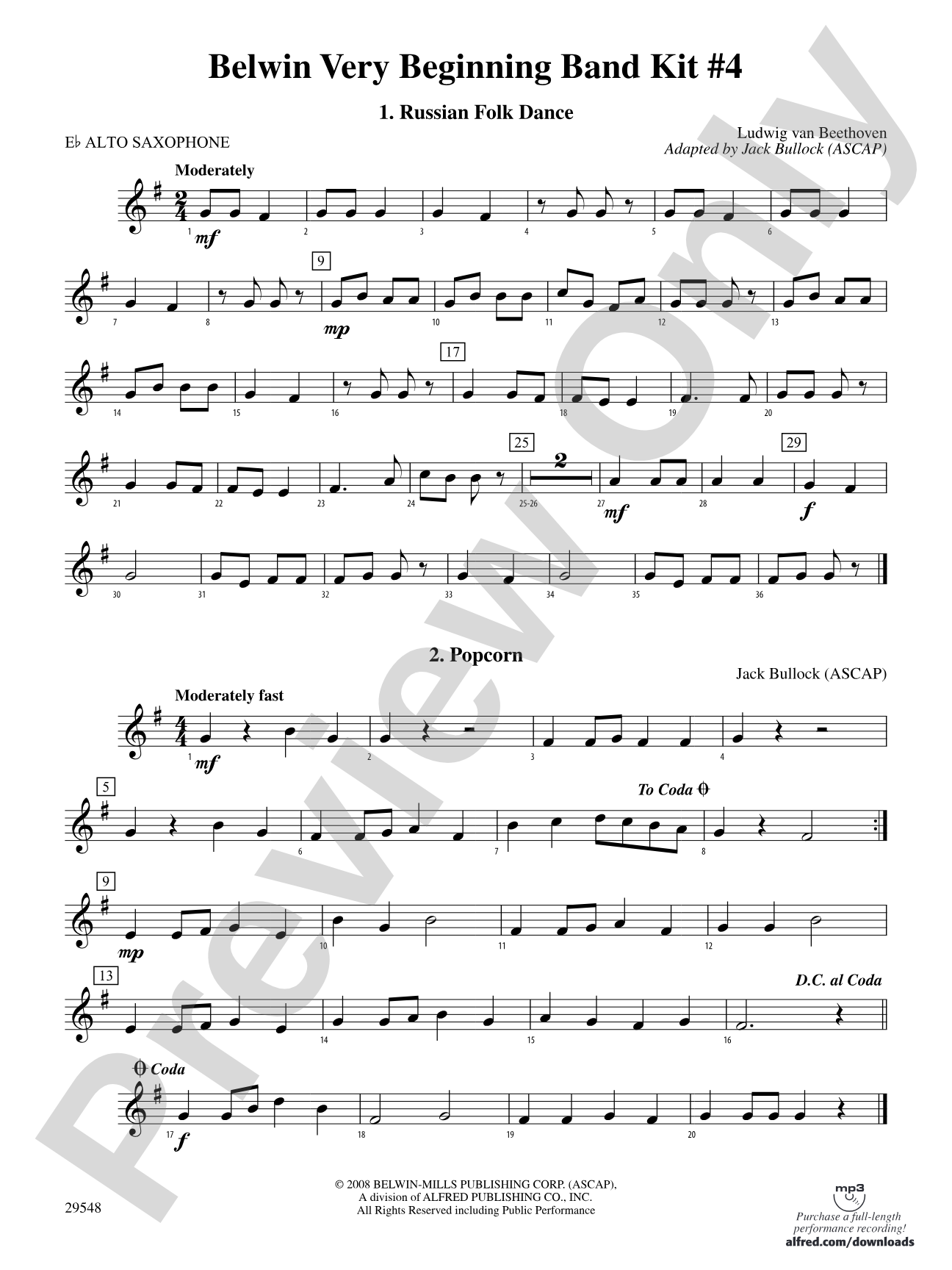 Belwin Very Beginning Band Kit #4: E-flat Alto Saxophone