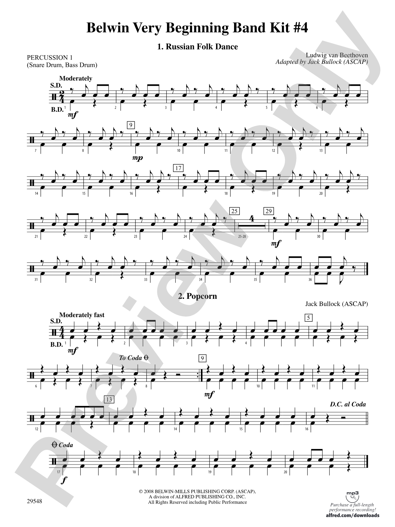 Belwin Very Beginning Band Kit #4: 1st Percussion
