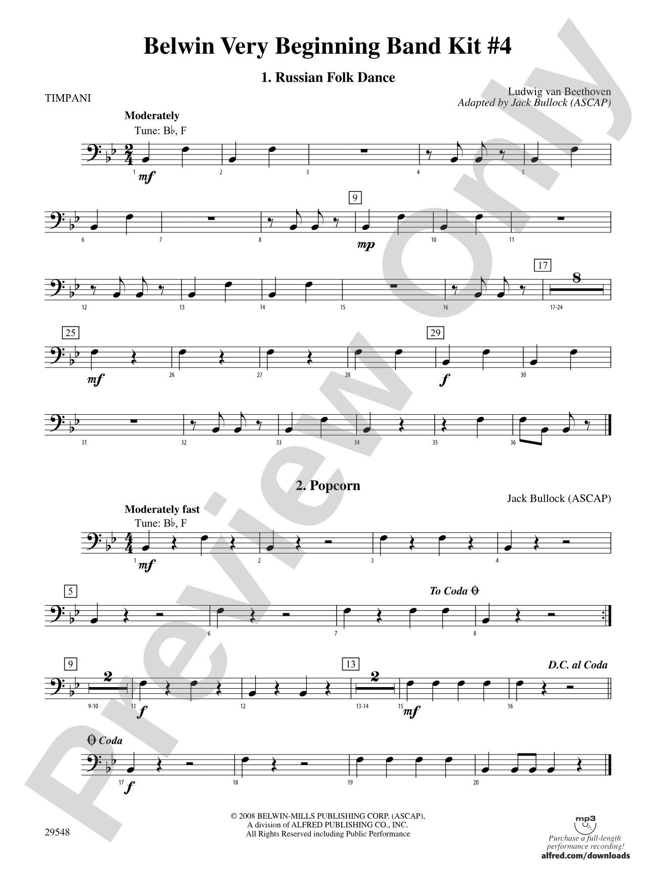 Belwin Very Beginning Band Kit #4: Timpani