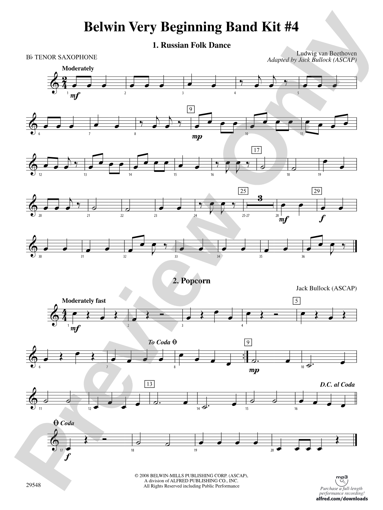 Belwin Very Beginning Band Kit #4: B-flat Tenor Saxophone