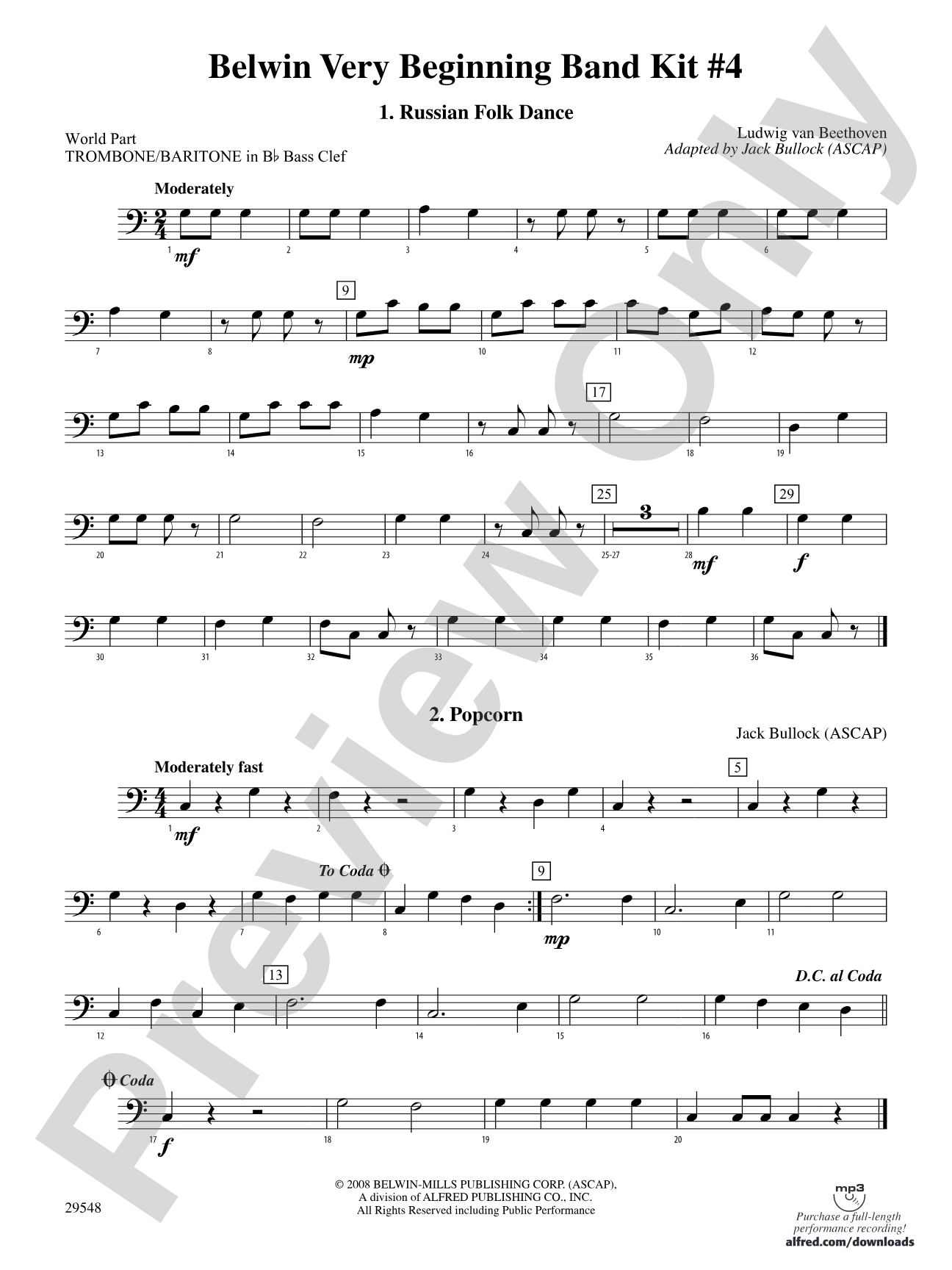 Belwin Very Beginning Band Kit #4: (wp) 1st B-flat Trombone B.C.