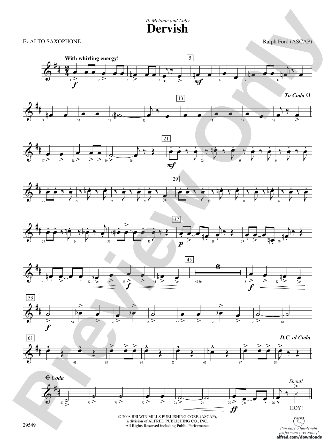 Dervish: E-flat Alto Saxophone
