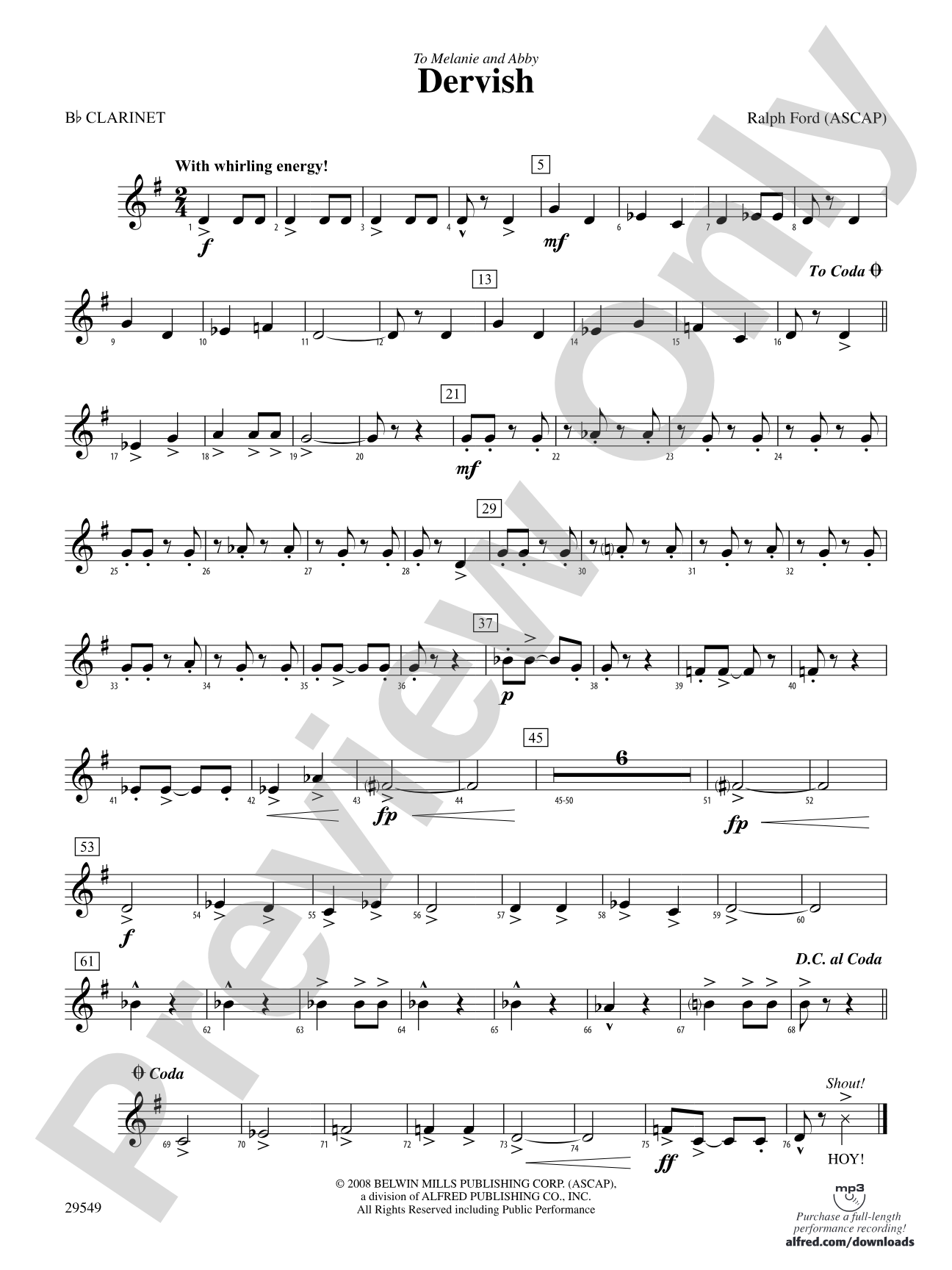 Dervish: 1st B-flat Clarinet